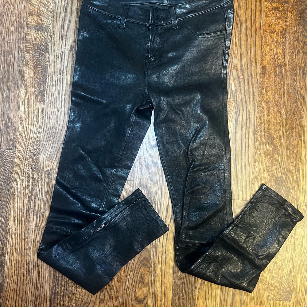 J Brand Shiny Black Women's Genuine Leather Pants